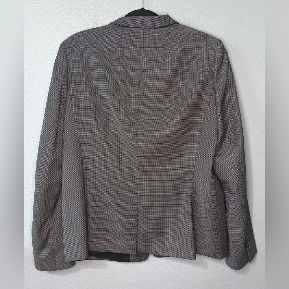 Lafayette 148 New York Wmns Black/White Checkered/Plaid like Blazer Sz 16 Wool